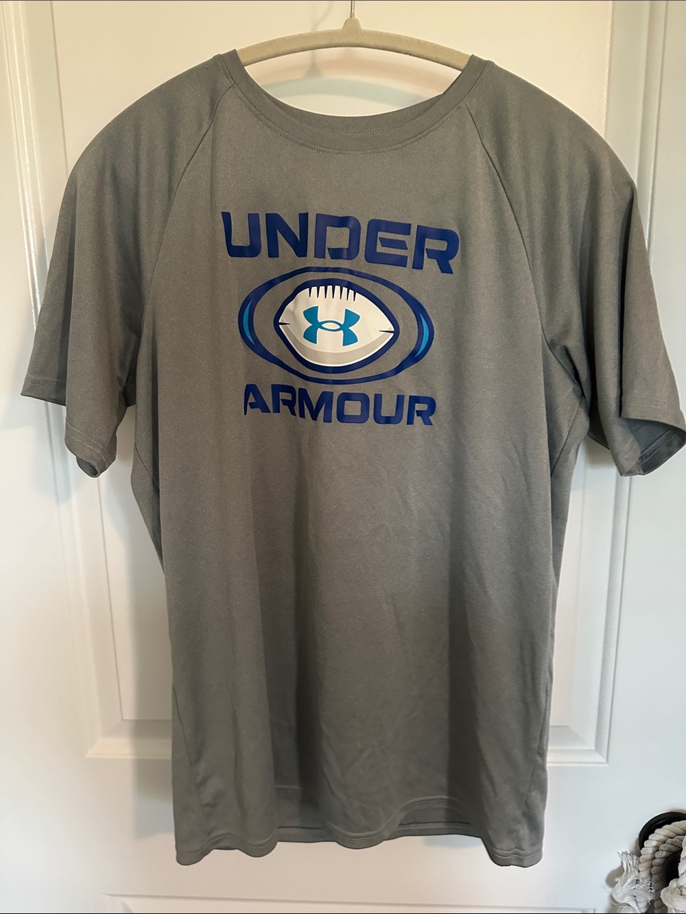 Under Armour Gray Short-Sleeve Performance Tee with Blue Logo